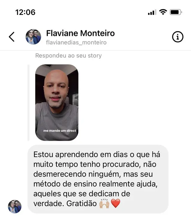 Mensagem de aluno do Soltando a Voz em 30 Dias