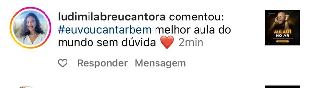 Mensagem de aluno do Soltando a Voz em 30 Dias