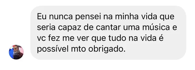 Mensagem de aluno do Soltando a Voz em 30 Dias