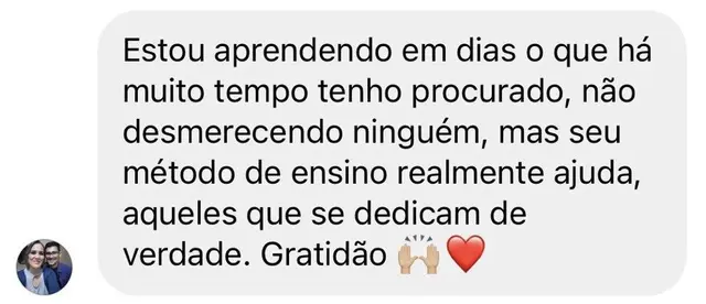 Mensagem de aluno do Soltando a Voz em 30 Dias