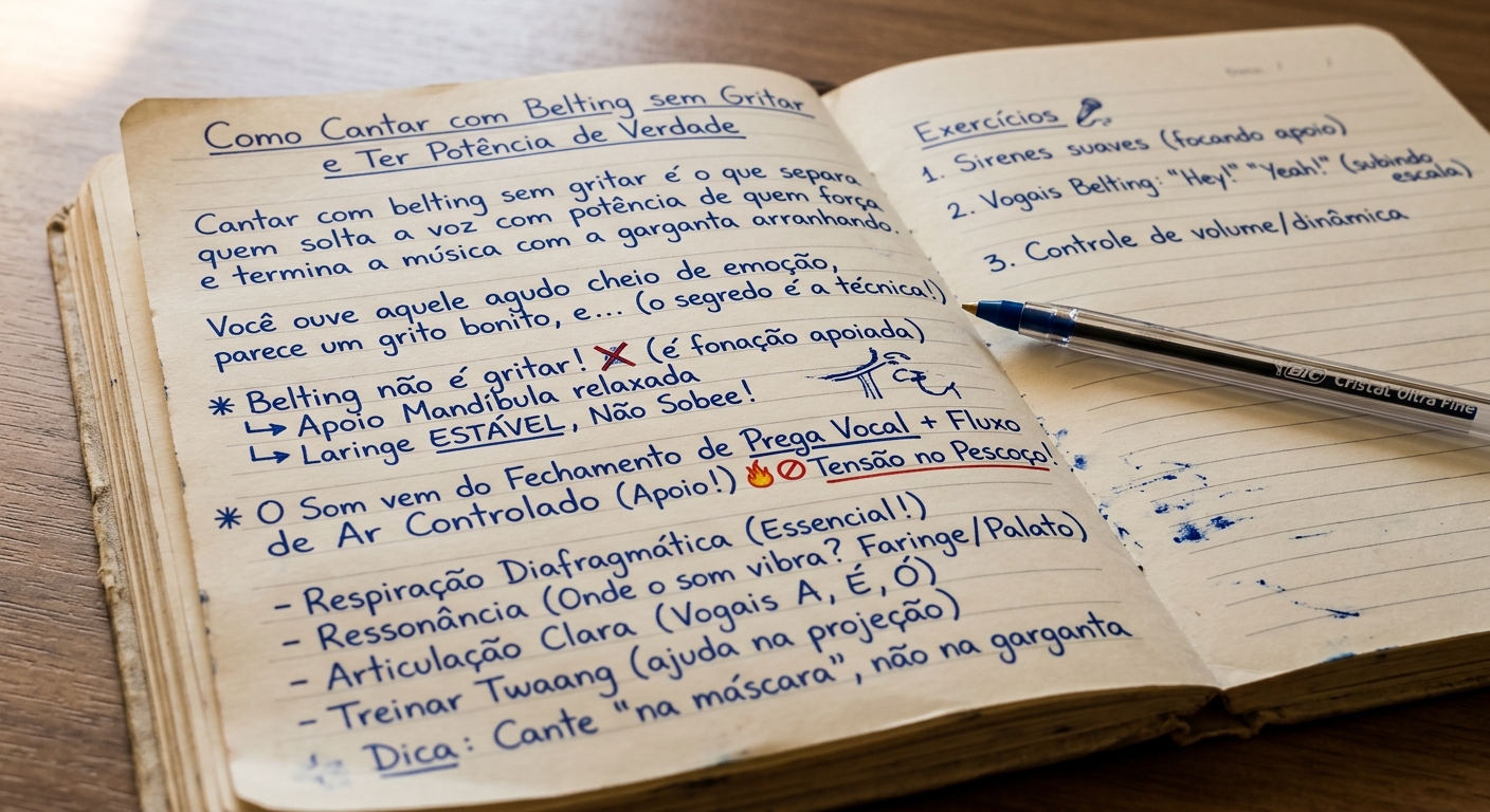 Como Cantar com Belting sem Gritar e Ter Potência de Verdade