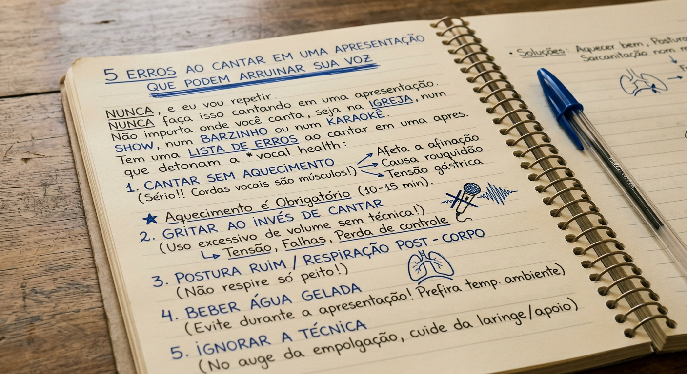 5 Erros ao Cantar em uma Apresentação que Podem Arruinar sua Voz